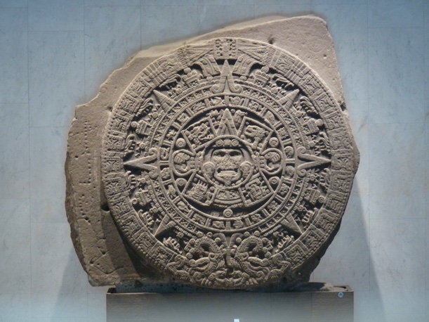 The Aztec calendar stone,